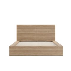 James Platform Bed with Headboad In Brown Oak