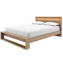 Gael Bed Set with Slatted Bedframe and Headboard with Integrated Light