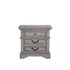 Stonebrook 3-Drawer Nightstand - Light Distressed Antique Gray