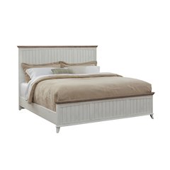 Beach Comber Full Panel Bed - Weathered White - Sand Top