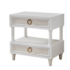 Switchgrass 2-Drawer with Open Shelf Nightstand - White