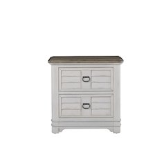 Meadowbrook 2-Drawer Nightstand - Whitewash - Sand Top