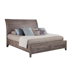 Aurora King Sleigh Bed - With Storage Footboard - Weathered Grey