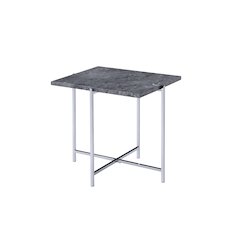 Adelae End Table Engineered Stone Top & Chrome