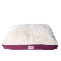 Double Extra Large Pet Bed Mat With Poly Fill Cushion, In Ivory & Burgundy