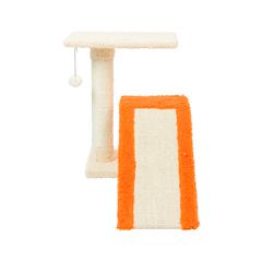 Two-Level Platform Real Wood Scratcher W Sisal Carpet Ramp