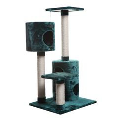 Real Wood Cat Tree Condo House With 2 Private Condos 43" Green