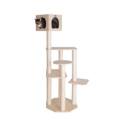 Real Wood Premium Scots Pine 69-Inch Cat Tree With Five Levels, Perch, Condo