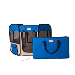 Portable Pet Playpen In Combo in Blue & Beige