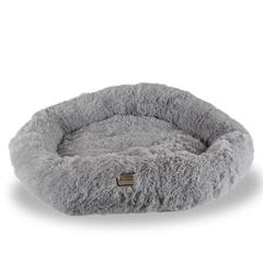 Extra Large, Fluffy Gray Round Cat Bed