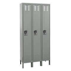 Hallowell Premium Locker, 725 Dark Gray, Single Tier, 3-Wide, Assembled