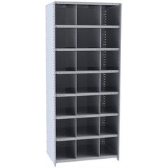 Hallowell Hi-Tech Metal Bin Shelving 36"W x 18"D x 87"H 725 Dark Gray  Starter Unit (21) 12"W x 12"H Bins