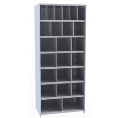 Hallowell Hi-Tech Metal Bin Shelving 36"W x 18"D x 87"H 725 Dark Gray  Starter Unit (6) 6"W x 12"H, (4) 9"W x 12"H, (12) 12"W x 12"H, (2) 18"W x 12"H Bins