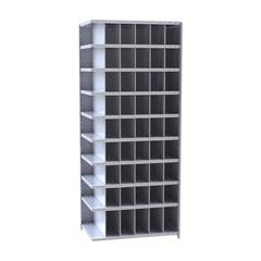 Hallowell Hi-Tech Metal Bin Shelving 36"W x 12"D x 87"H 725 Dark Gray  Add-on Unit (48) 6"W x 9"H, (6) 6"W x 12"H Bins