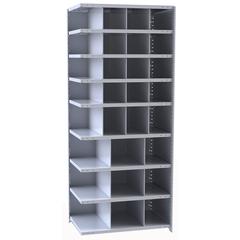 Hallowell Hi-Tech Metal Bin Shelving 36"W x 12"D x 87"H 725 Dark Gray  Add-on Unit (16) 9"W x 9"H, (4) 9"W x 12"H, (9) 12"W x 12"H Bins