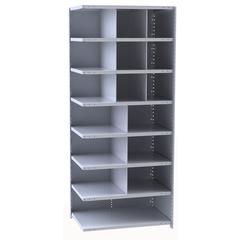 Hallowell Hi-Tech Metal Bin Shelving 36"W x 12"D x 87"H 725 Dark Gray  Add-on Unit (9) 12"W x 12"H, (6) 18"W x 12"H, (1) 36"W x 12"H Bins