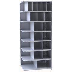 Hallowell Hi-Tech Metal Bin Shelving 36"W x 12"D x 87"H 725 Dark Gray  Add-on Unit (6) 6"W x 12"H, (4) 9"W x 12"H, (12) 12"W x 12"H, (2) 18"W x 12"H Bins