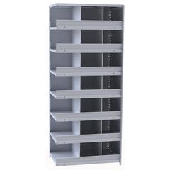 Hallowell Hi-Tech Metal Bin Shelving 36"W x 12"D x 87"H 725 Dark Gray  Add-on Unit (21) 12"W x 12"H Bins With 3" Bin Fronts