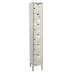 Hallowell Galvanite Locker, 729 Tan, 6-Tier, 1-Wide, Knock-Down