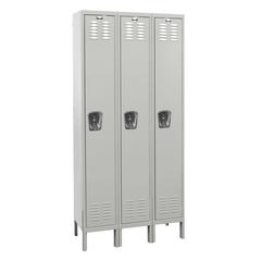 Hallowell Premium Locker, 711 Light Gray, Single Tier, 3-Wide, Knock-Down