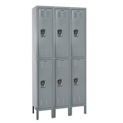 Hallowell Premium Locker, 725 Dark Gray, Double Tier, 3-Wide, Assembled