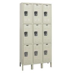 Hallowell Galvanite Locker, 729 Tan, Triple Tier, 3-Wide, Knock-Down