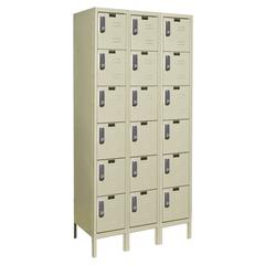Hallowell DigiTech Electronic Locker, 729 Tan, 6-Tier, 3-Wide, Knock-Down