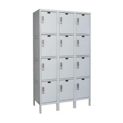 Hallowell Laptop/Backpack Locker, 711 Light Gray, 4-Tier, 3-Wide, Knock-Down