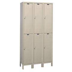 Hallowell Value Max Locker, 729 Tan, Double Tier, 3-Wide, Knock-Down
