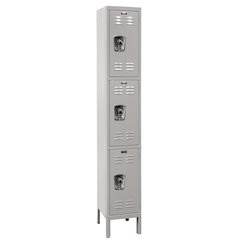 Hallowell ReadyBuilt Locker, 711 Light Gray, Triple Tier, 1-Wide, Assembled