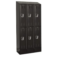 Hallowell ReadyBuilt II Locker, 708 Black, Double Tier, 3-Wide, Assembled