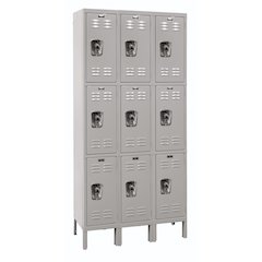 Hallowell ReadyBuilt Locker, 711 Light Gray, Triple Tier, 3-Wide, Assembled