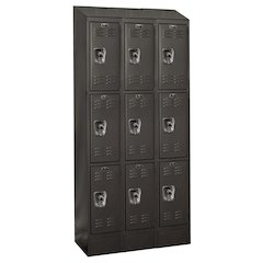 Hallowell ReadyBuilt II Locker, 708 Black, Triple Tier, 3-Wide, Assembled