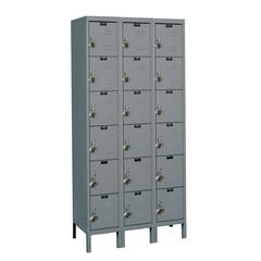 Hallowell ReadyBuilt Locker, 725 Dark Gray, 6-Tier, 3-Wide, Assembled