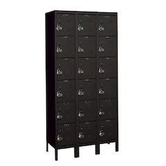 Hallowell ReadyBuilt Locker, 708 Black, 6-Tier, 3-Wide, Assembled