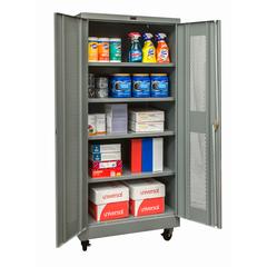 400 Series Mobile Ventilated Storage Cabinet, 48"W x 24"D x 72"H, 725 Dark Gray, Single Tier, Double Ventilated Door, 1-Wide, Knock-down