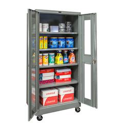 400 Series Mobile SV Storage Cabinet, 48"W x 24"D x 72"H, 725 Dark Gray, Single Tier, Double Safety-View Door, 1-Wide, Knock-down