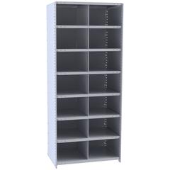 Hallowell Hi-Tech Metal Bin Shelving 36"W x 24"D x 87"H 725 Dark Gray  Starter Unit (14) 18"W x 12"H Bins