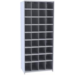 Hallowell Hi-Tech Metal Bin Shelving 36"W x 24"D x 87"H 725 Dark Gray  Starter Unit (32) 9"W x 9"H, (4) 9"W x 12"H Bins