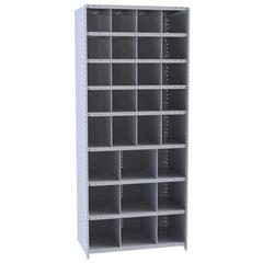 Hallowell Hi-Tech Metal Bin Shelving 36"W x 24"D x 87"H 725 Dark Gray  Starter Unit (16) 9"W x 9"H, (4) 9"W x 12"H, (9) 12"W x 12"H Bins