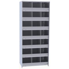 Hallowell Hi-Tech Metal Bin Shelving 36"W x 24"D x 87"H 725 Dark Gray  Starter Unit (21) 12"W x 12"H Bins With 3" Bin Fronts