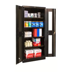 800 Series Stationary Storage Cabinet, 36"W  x 18"D x 78"H, 708 Midnight Ebony, Single Tier, Double Safety-View Door, 1-Wide, Assembled