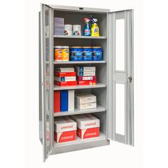 800 Series Stationary Storage Cabinet, 36"W  x 18"D x 78"H, 711 Light Gray - Antimicrobial, Single Tier, Double Safety-View Door, 1-Wide, Assembled