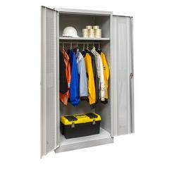 800 Series Stationary Wardrobe Cabinet, 36"W  x 18"D x 78"H, 711 Light Gray - Antimicrobial, Single Tier, Double Ventilated Door, 1-Wide, Assembled