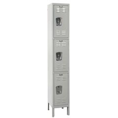 Hallowell Premium Locker, 711 Light Gray, Triple Tier, 1-Wide, Knock-Down