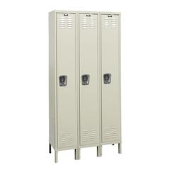 Hallowell Galvanite Locker, 729 Tan, Single Tier, 3-Wide, Knock-Down