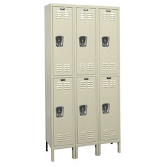 Hallowell Premium Locker, 729 Tan, Double Tier, 3-Wide, Knock-Down