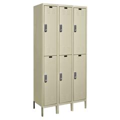 Hallowell DigiTech Electronic Locker, 729 Tan, Double Tier, 3-Wide, Knock-Down