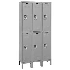 Hallowell ReadyBuilt Locker, 725 Dark Gray, Double Tier, 3-Wide, Assembled