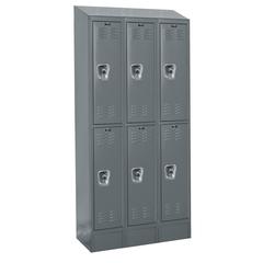 Hallowell ReadyBuilt II Locker, 725 Dark Gray, Double Tier, 3-Wide, Assembled